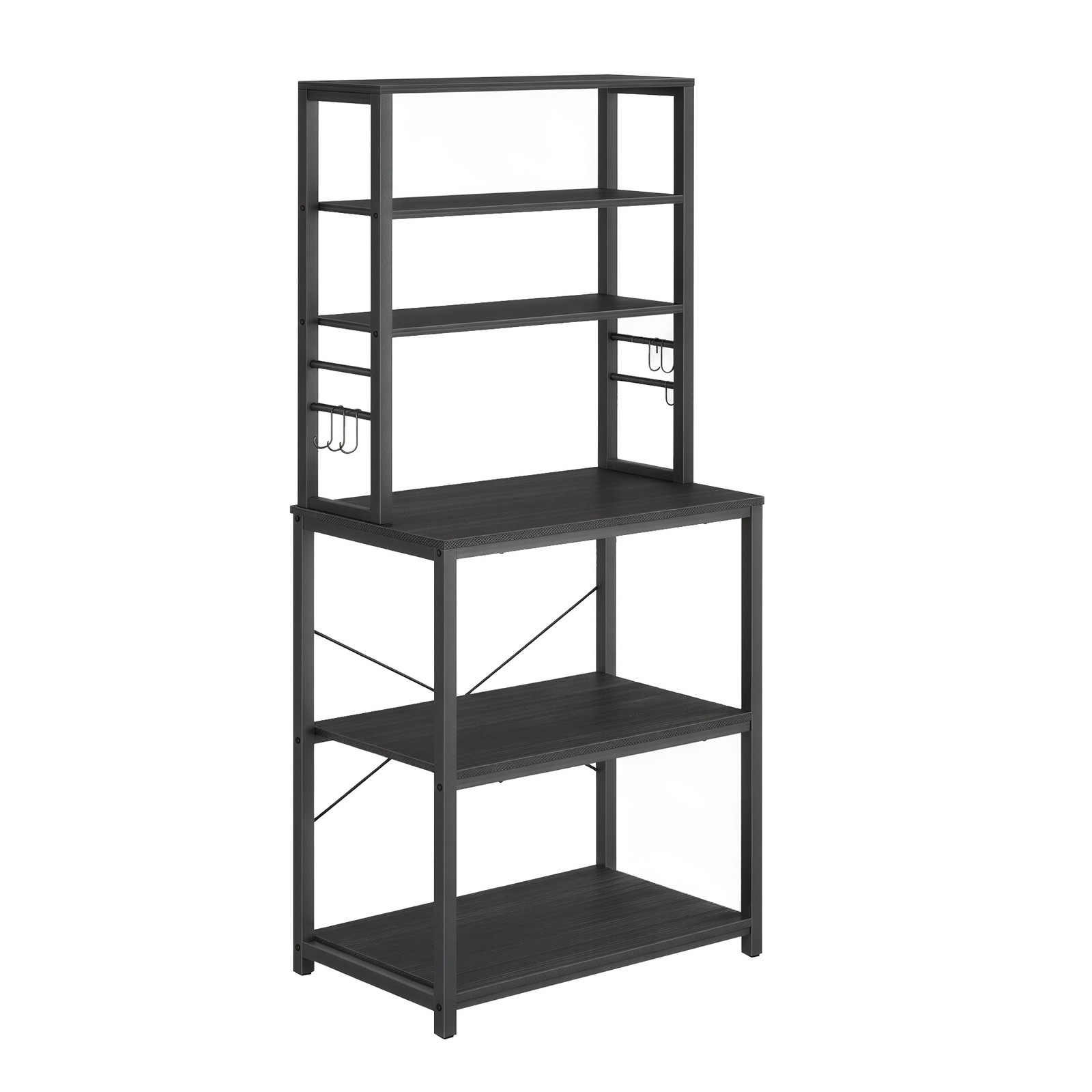 Kitchen Storage Rack, 6-Tier Microwave Stand with Shelves and Hooks