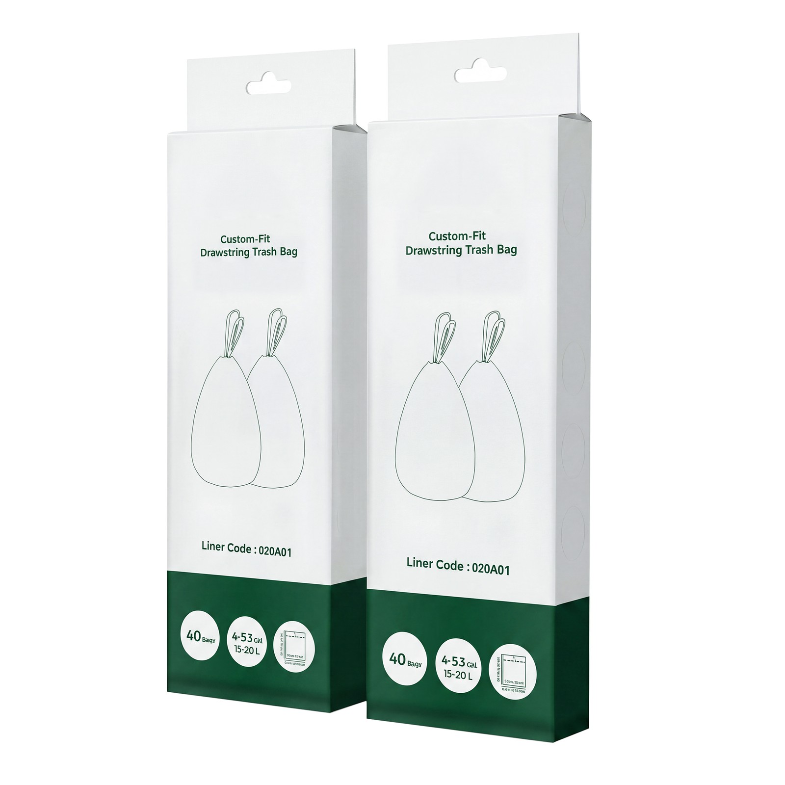 Drawstring Rubbish Bags, Bin Bags for 15-20L Kitchen Bins