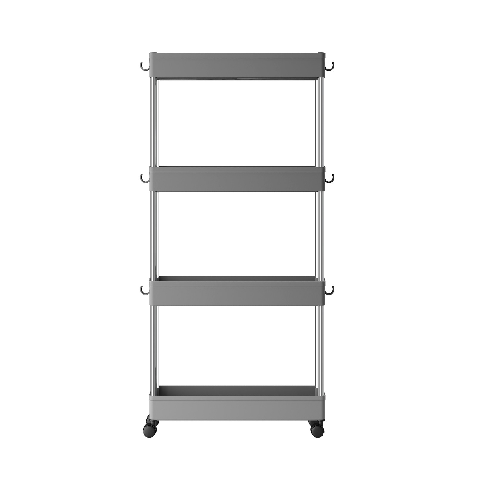 4-Tier Narrow Storage Trolley, Space-Saving Rolling Trolley with Wheels, for Kitchen Living Room Bathroom