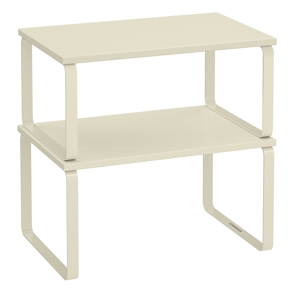 Set of 2 Expandable Kitchen Spice Rack Stackable Cream White Set of 2 Expandable Kitchen Spice Rack Stackable Cream White