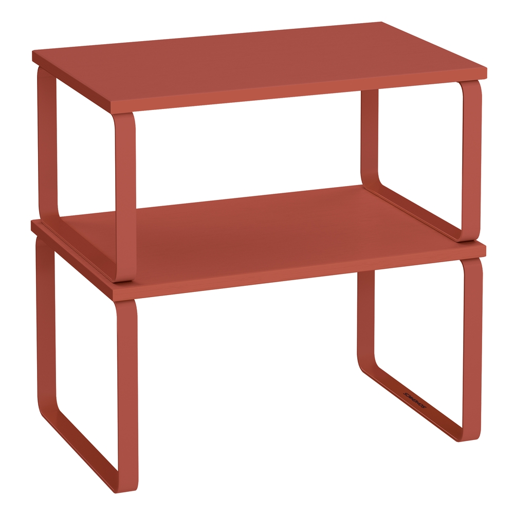 Set of 2 Expandable Kitchen Spice Rack Stackable Mandarin Red
