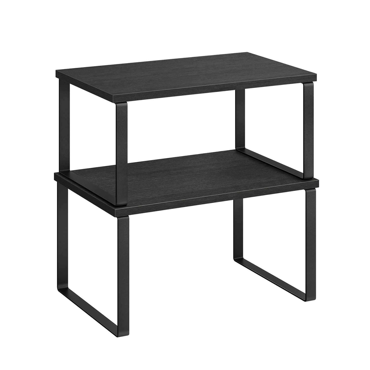 Set of 2 Cupboard Shelf Organisers Ink Black and Ebony Black
