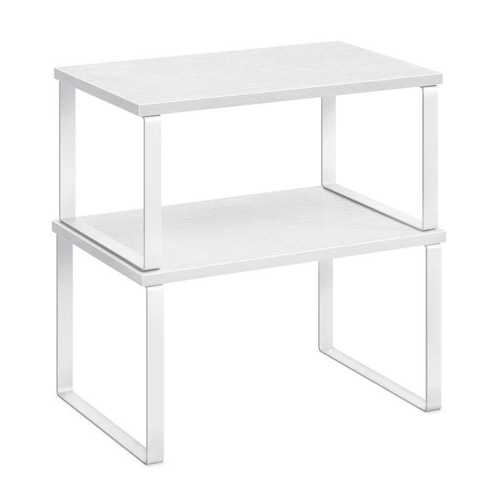 Set of 2 Cupboard Shelf Organisers Cloud White and Snow White