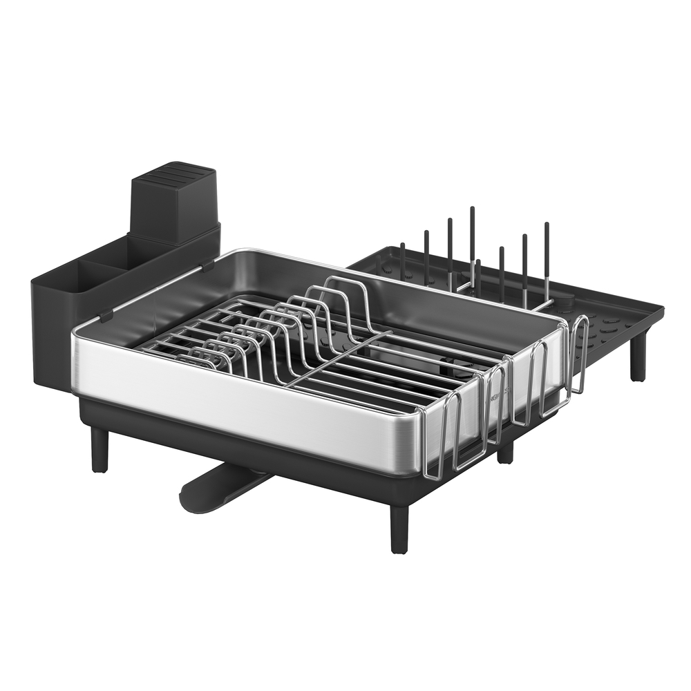 Stainless Steel Dish Drainer Rack Silver and Ink Black