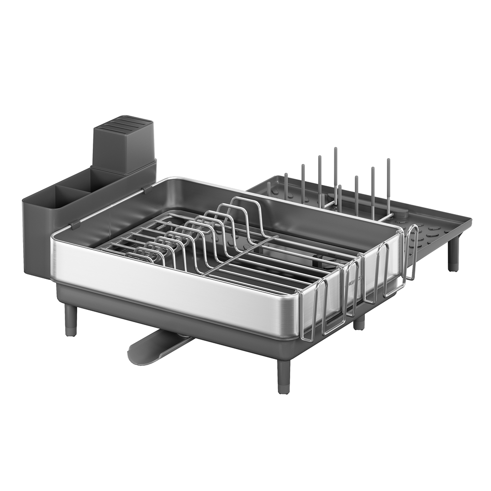 Stainless Steel Dish Drainer Rack Silver and Slate Grey