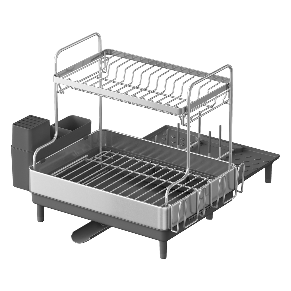 Stainless Steel Dish Drainer Rack Silver and Grey