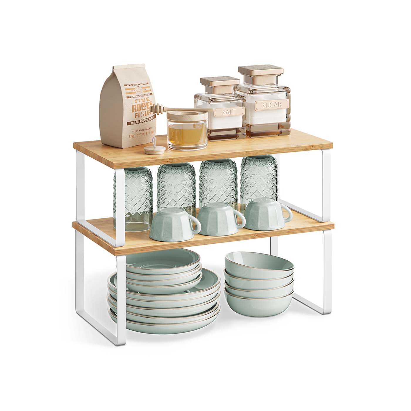 Set of 2 Cupboard Shelf Organisers