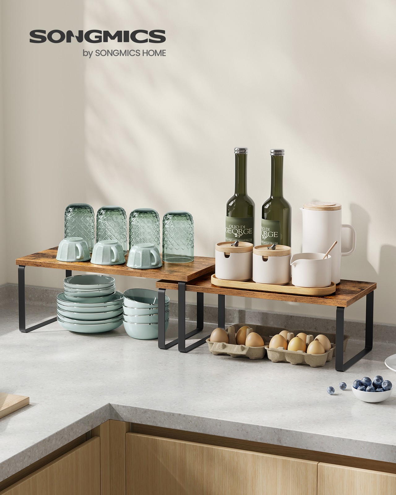 Set of 2 Cupboard Shelf Organisers Set of 2 Cupboard Shelf Organisers