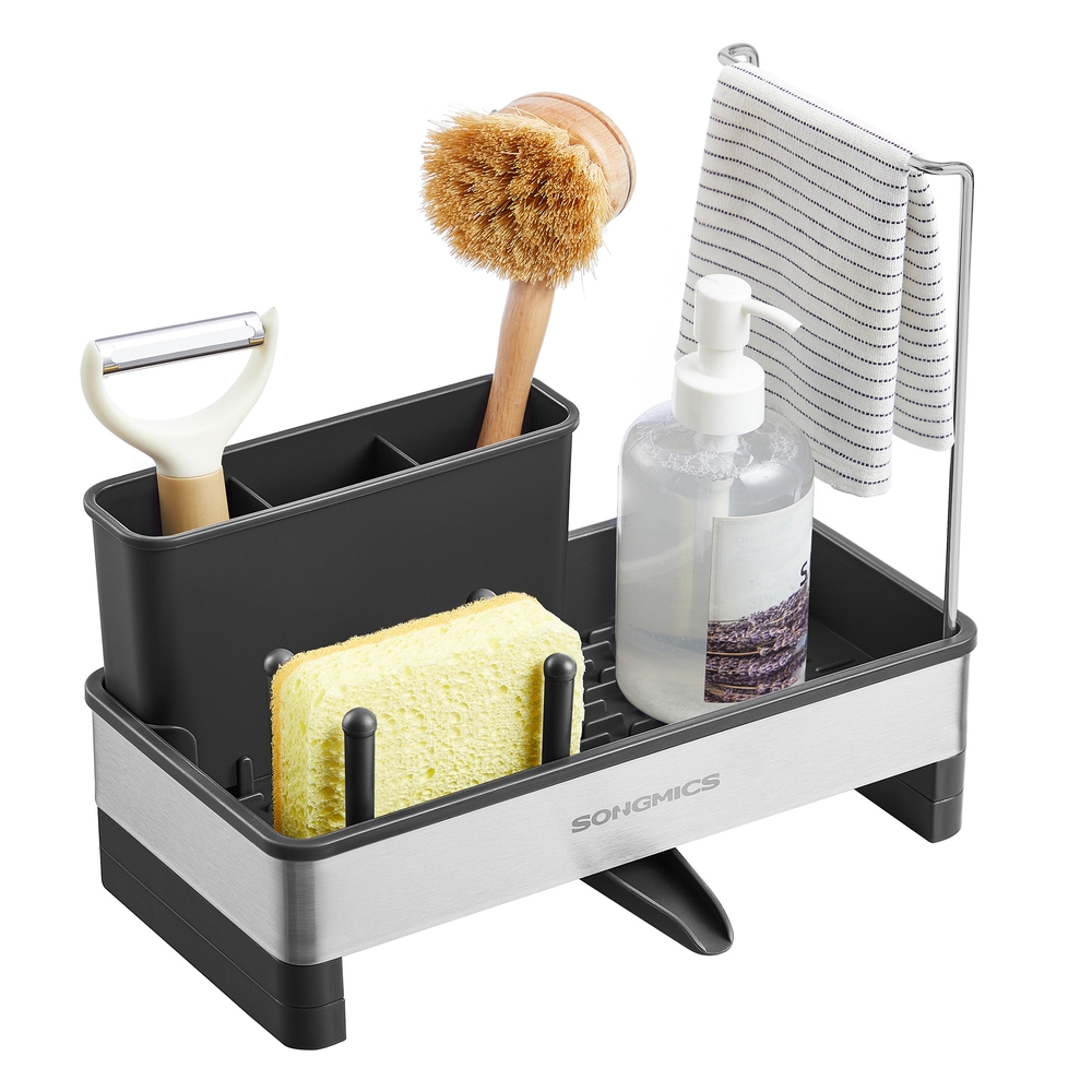 Kitchen Sink Caddy Tidy Stainless Steel Ink Black and Silver