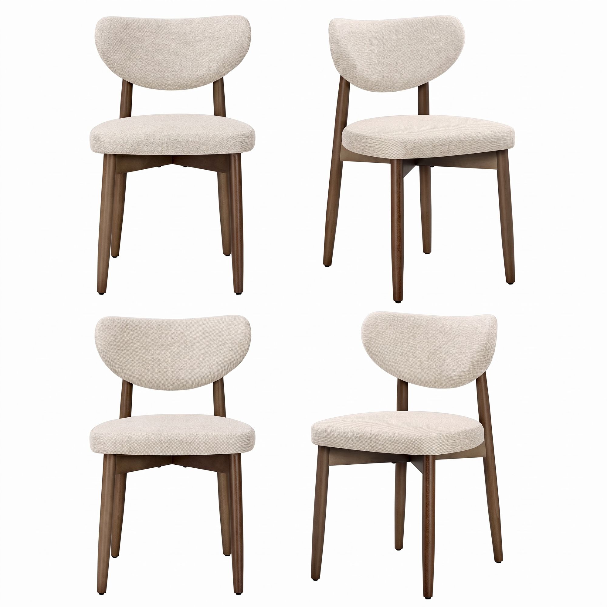 Mid Century Upholstered Dining Chairs with Solid Wood Legs