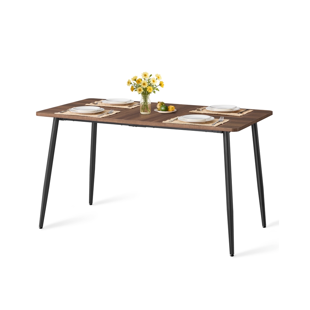 Dining Table Seats 4-6 People 75 x 140 x 75 cm Natural Walnut and Ink Black Dining Table Seats 4-6 People 75 x 140 x 75 cm Natural Walnut and Ink Black
