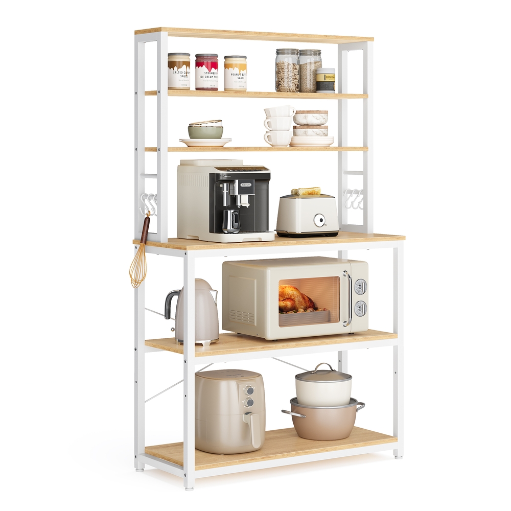 Kitchen Storage Rack with 6 Shelves and 6 Hooks Kitchen Storage Rack with 6 Shelves and 6 Hooks