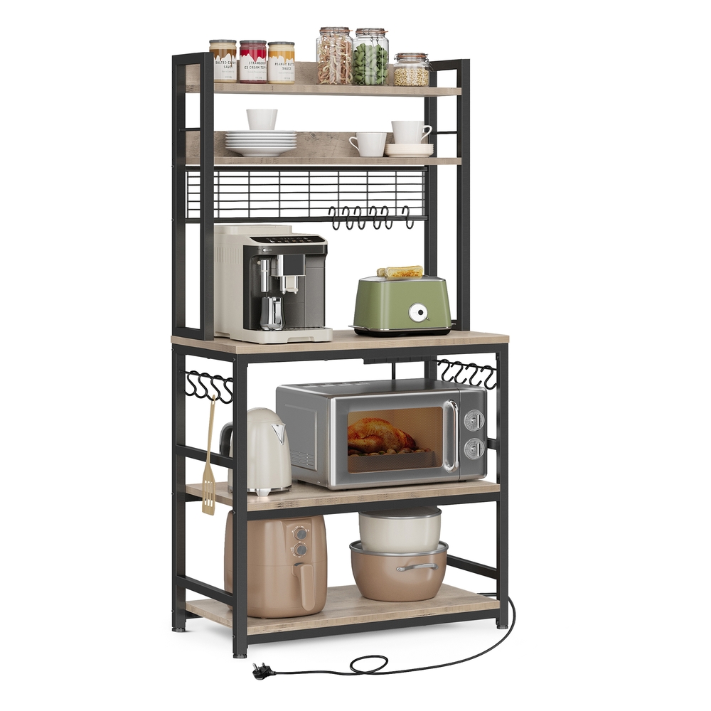 80 cm Wide Kitchen Storage Rack Greige and Ink Black