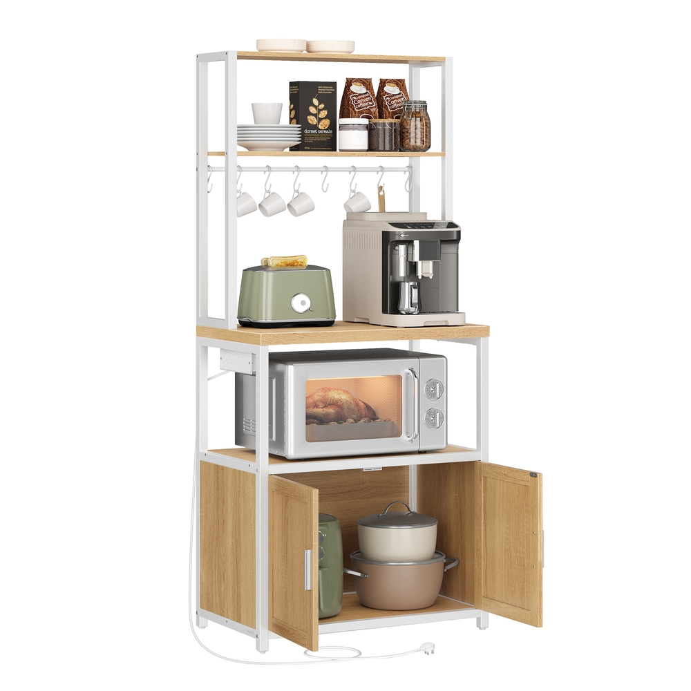 Kitchen bakers rack with power outlet