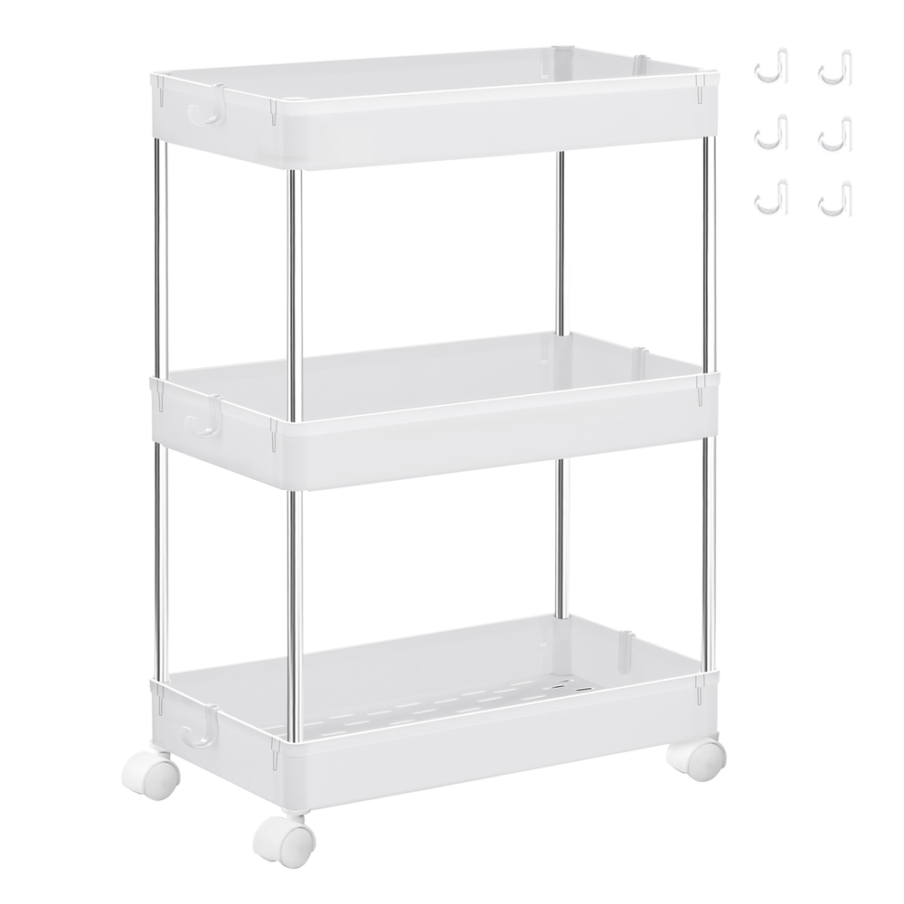 White Storage Trolley with 3 Baskets
