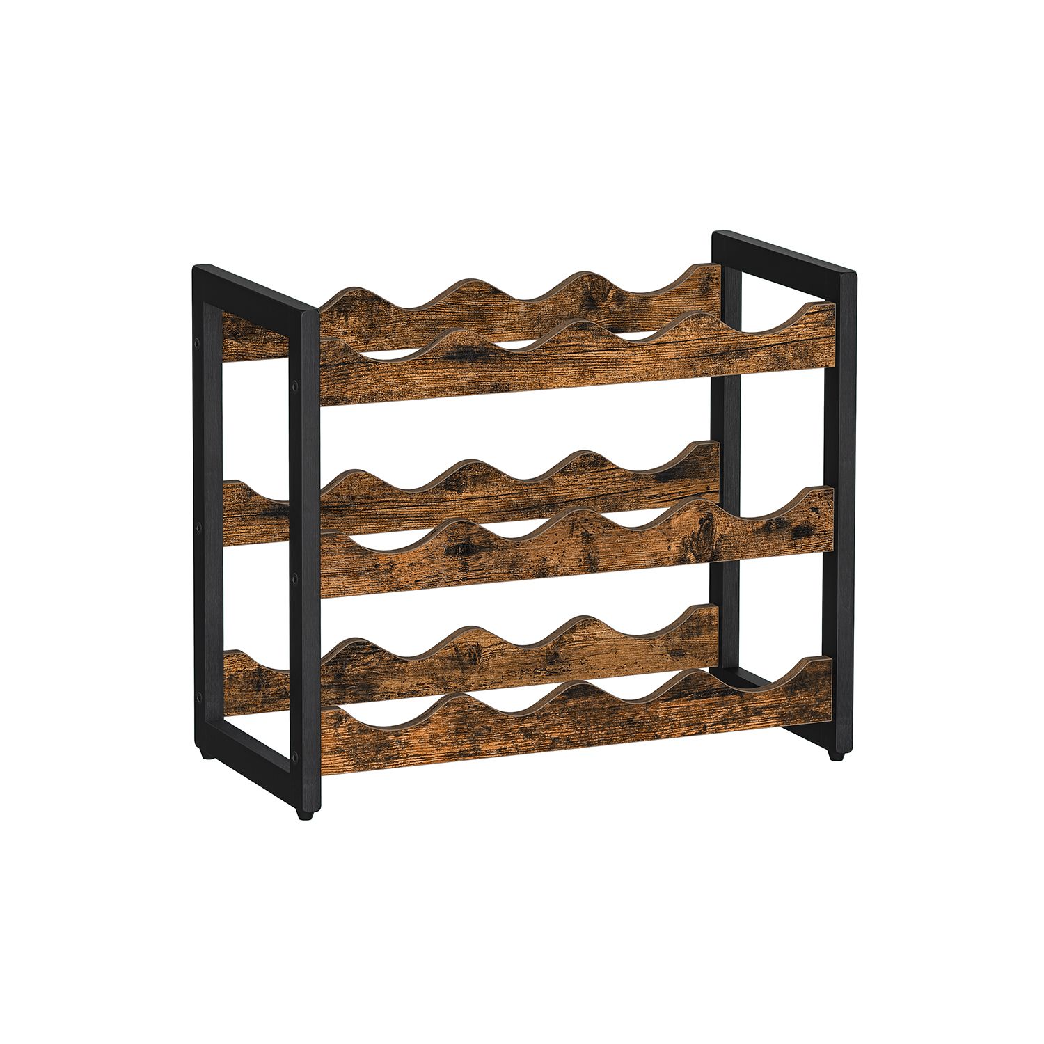 3-Tier Bamboo Wine Storage Rack Rustic Brown and Black 3-Tier Bamboo Wine Storage Rack Rustic Brown and Black