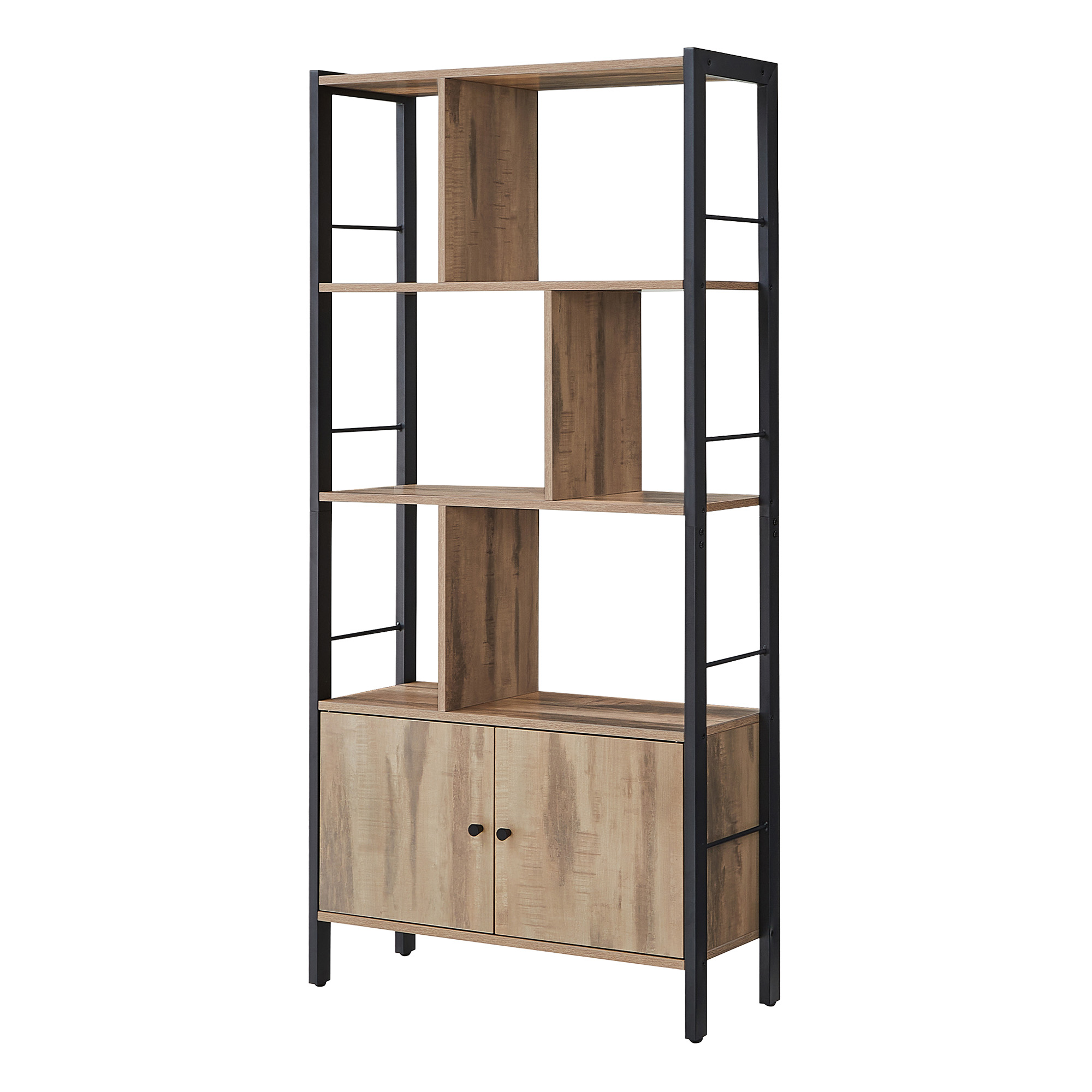 Living Room Bookcase with Tall Legs, Toasted Oak Colour
