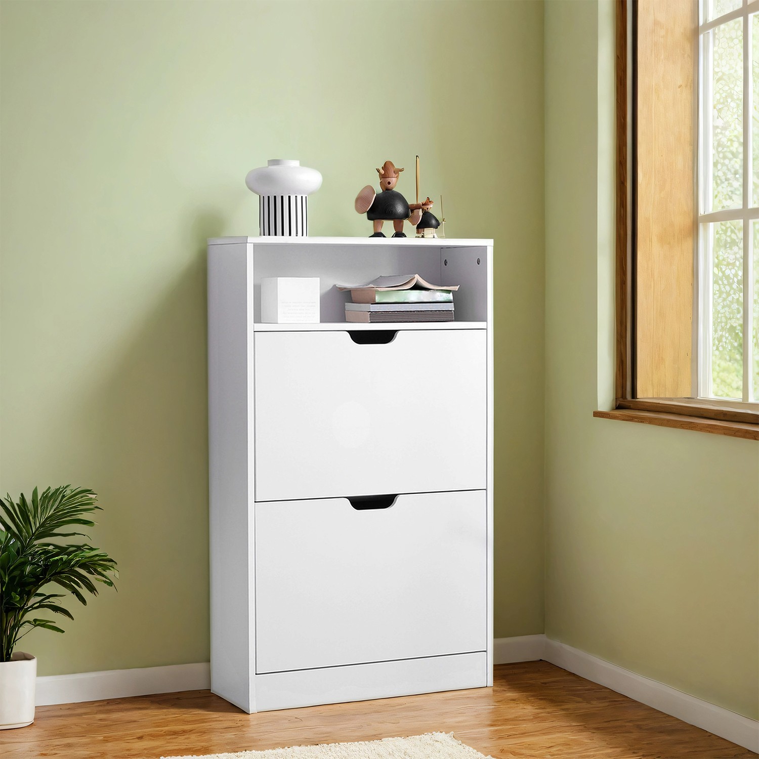Shoe Storage Cabinet, Adjustable Divider, for 8-12 Pairs of Shoes