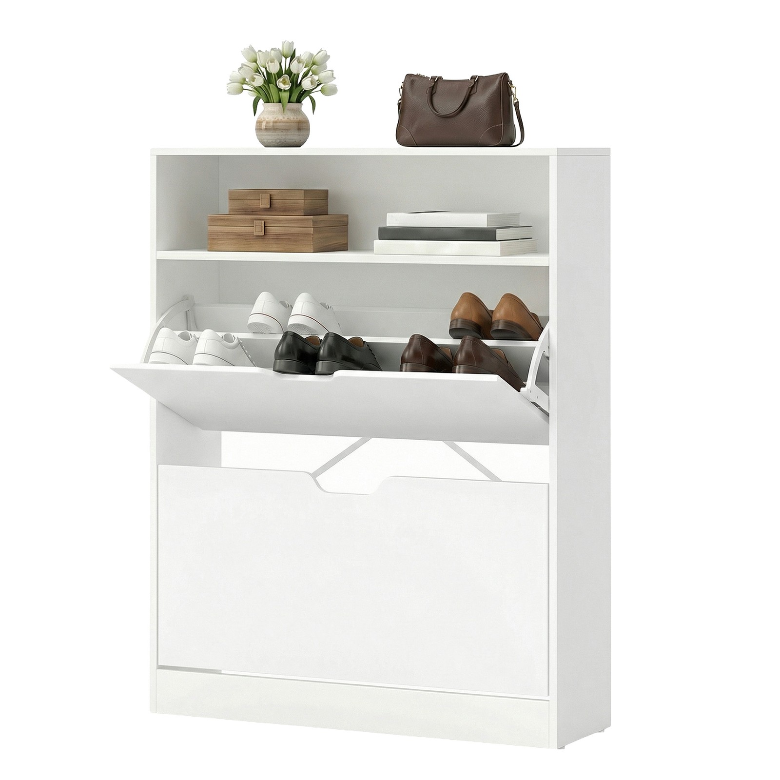 Shoe Storage Cabinet, Adjustable Divider, for 11-16 Pairs of Shoes
