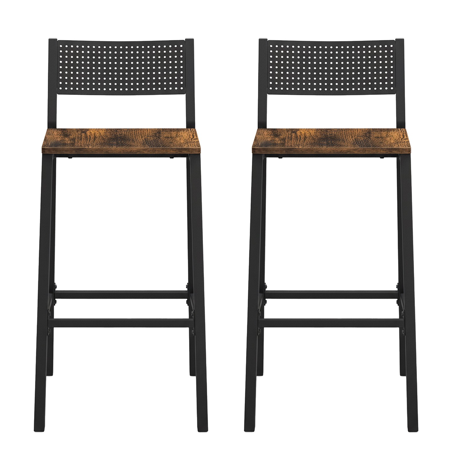 Set of 2 Dining Chairs, Industrial Kitchen Bar Stools for Living Room, Rustic Brown and Black Set of 2 Dining Chairs, Industrial Kitchen Bar Stools for Living Room, Rustic Brown and Black