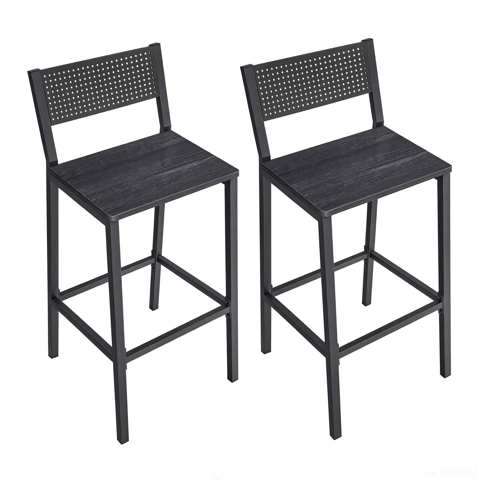 Bar Chairs Set of 2, Industrial Counter Stools