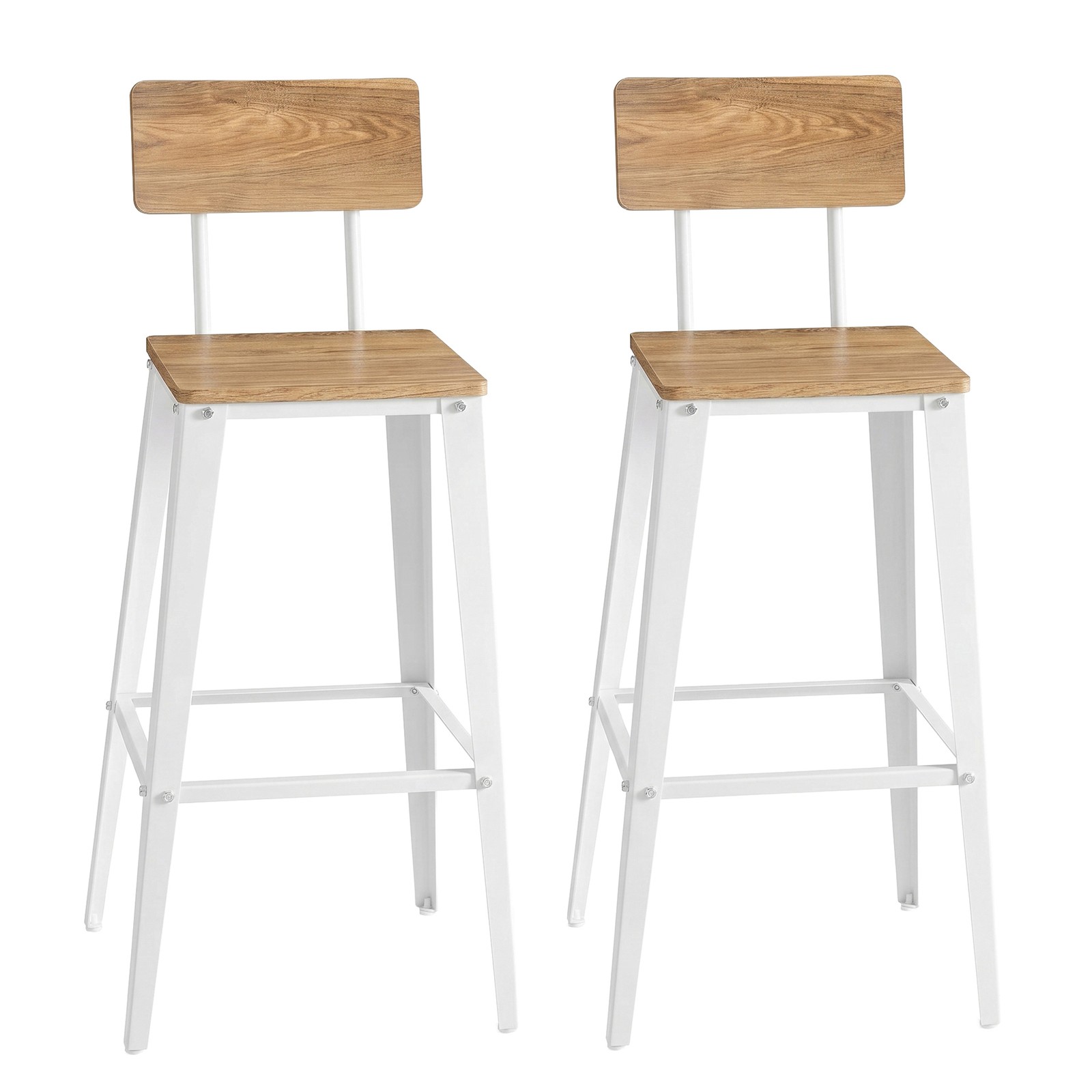 Set of 2 Bar Height Stools, Bar Stools, Tall Barstools with Back