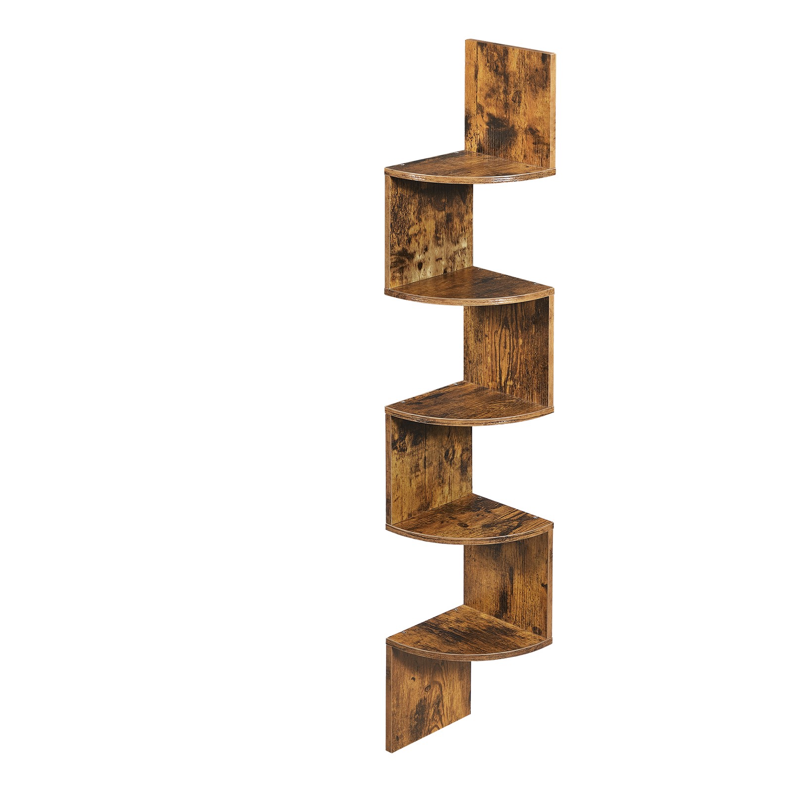 5-Tier Floating Corner Shelf, Wall Mounted Bookshelf, for Bedroom