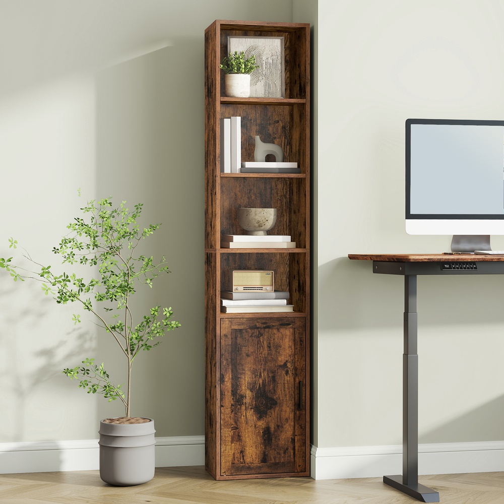 6-Tier Tall Bookcase, Bookshelf, Book Shelf with Door