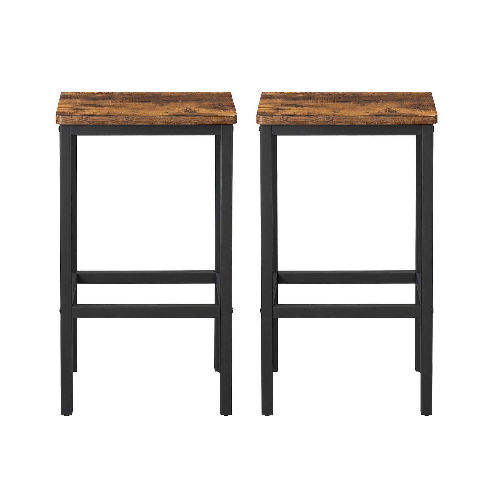 Set of 2 Bar Chairs, Kitchen Bar Stools with Footrest, Industrial