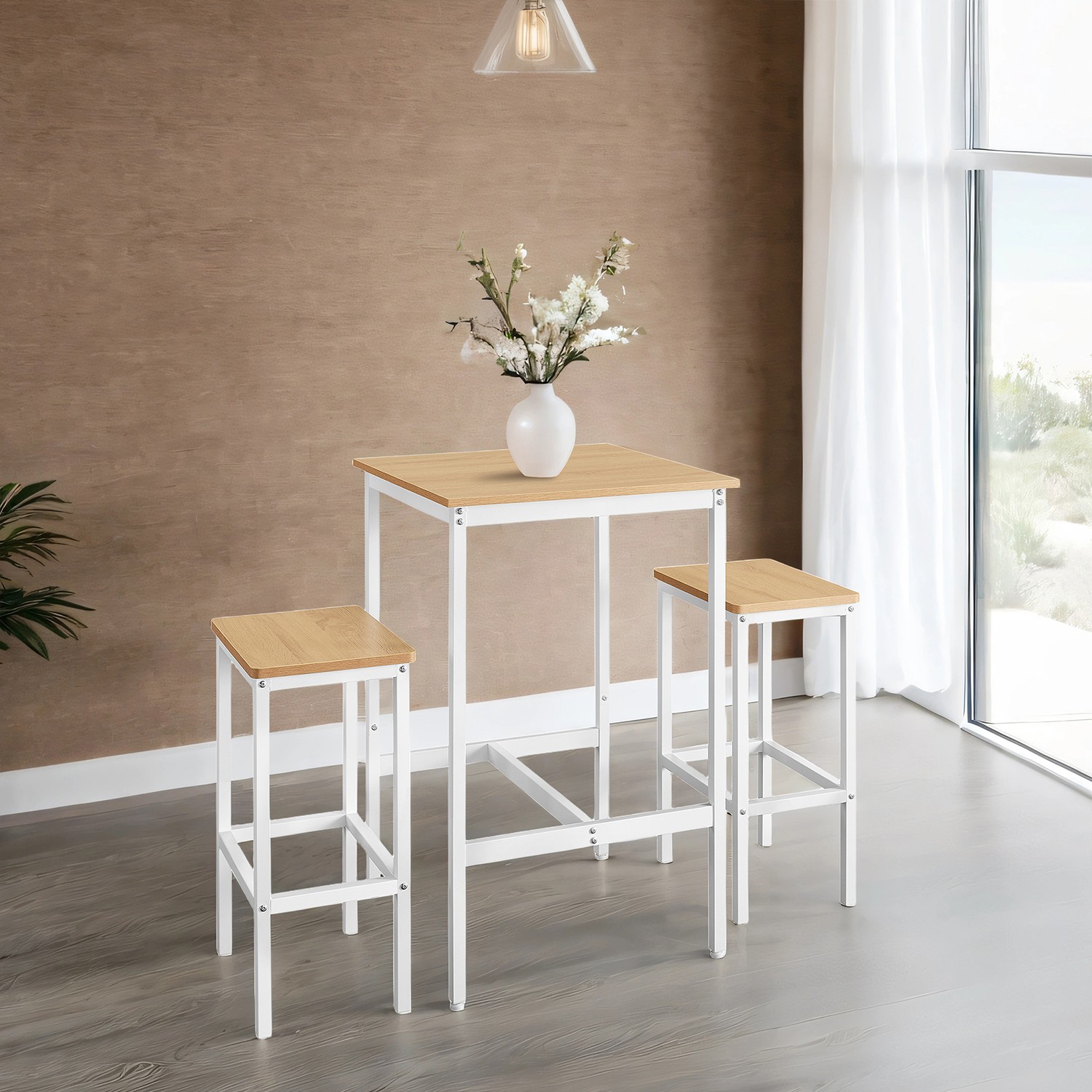 Bar Table and Stools Set of 3, High Kitchen Table with 2 Bar Chairs, Dining Room Bar Table and Stools Set of 3, High Kitchen Table with 2 Bar Chairs, Dining Room