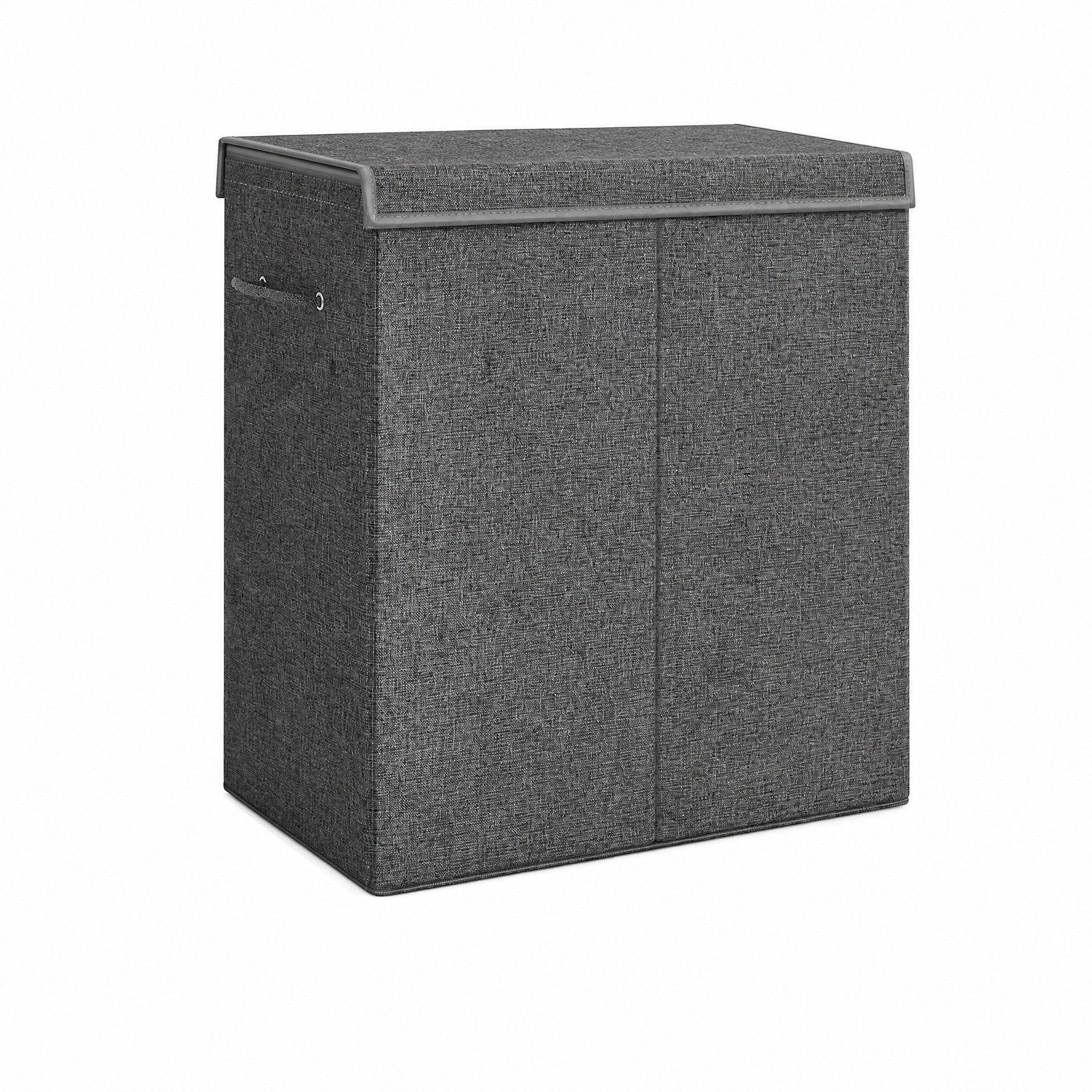 Foldable Laundry Basket With Lid, 142L Dual-Compartment Hamper, Handled Wash Bin With Removable Liner Foldable Laundry Basket With Lid, 142L Dual-Compartment Hamper, Handled Wash Bin With Removable Liner