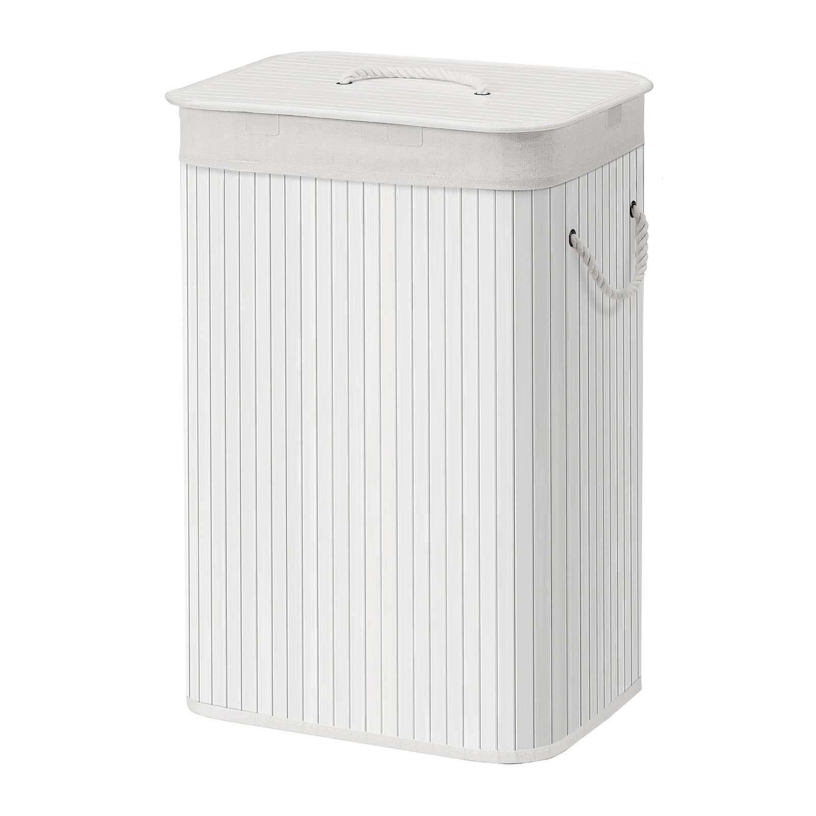 Foldable Laundry Hamper with Lid, 72 L Bamboo Laundry Basket, Storage Hamper with 3 Handles