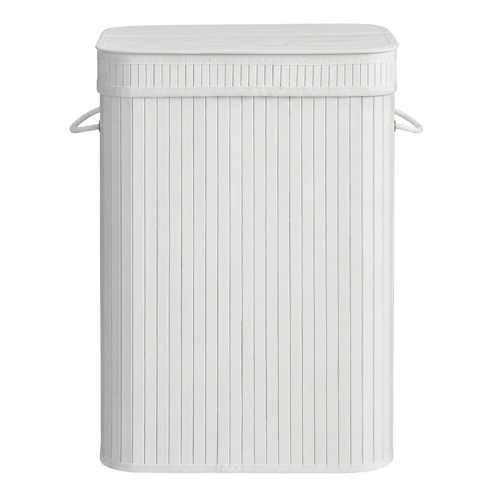 Bamboo Clothes Basket, Laundry Hamper with Lid and Handles, for Bedroom, Washroom, 72L, White Bamboo Clothes Basket, Laundry Hamper with Lid and Handles, for Bedroom, Washroom, 72L, White