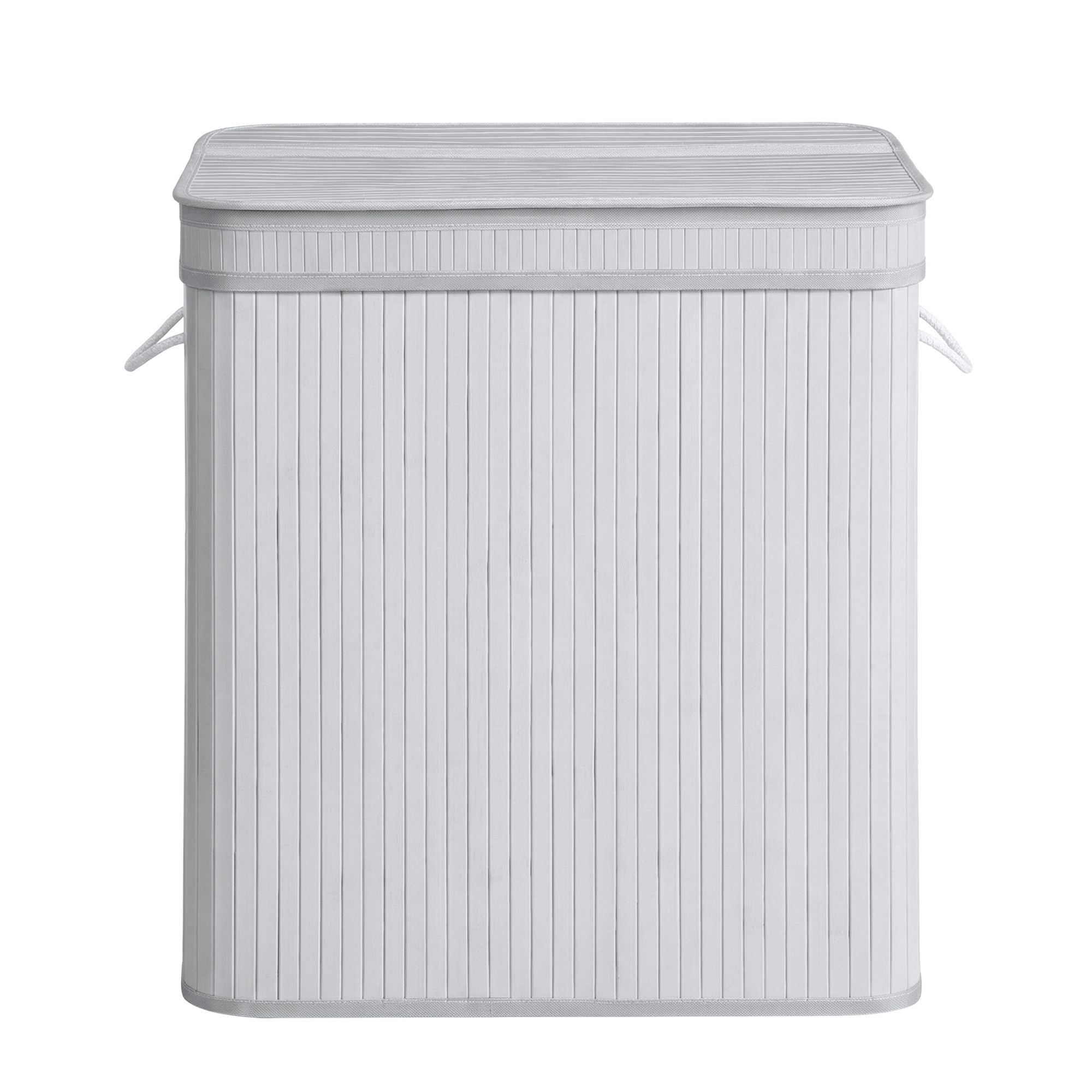 Bamboo Laundry Basket with Lid, Removable Machine Washable Hamper Basket, with Handles