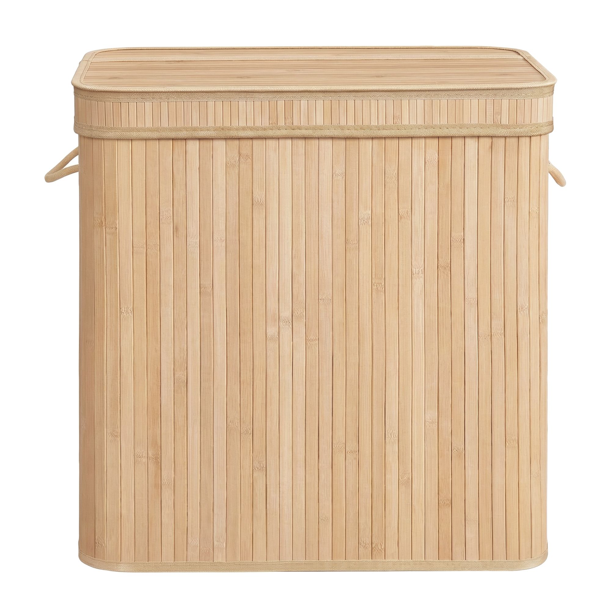 Bamboo Clothes Basket, Laundry Hamper with Lid and Handles, for Bedroom, Washroom, 150L, Beige Bamboo Clothes Basket, Laundry Hamper with Lid and Handles, for Bedroom, Washroom, 150L, Beige