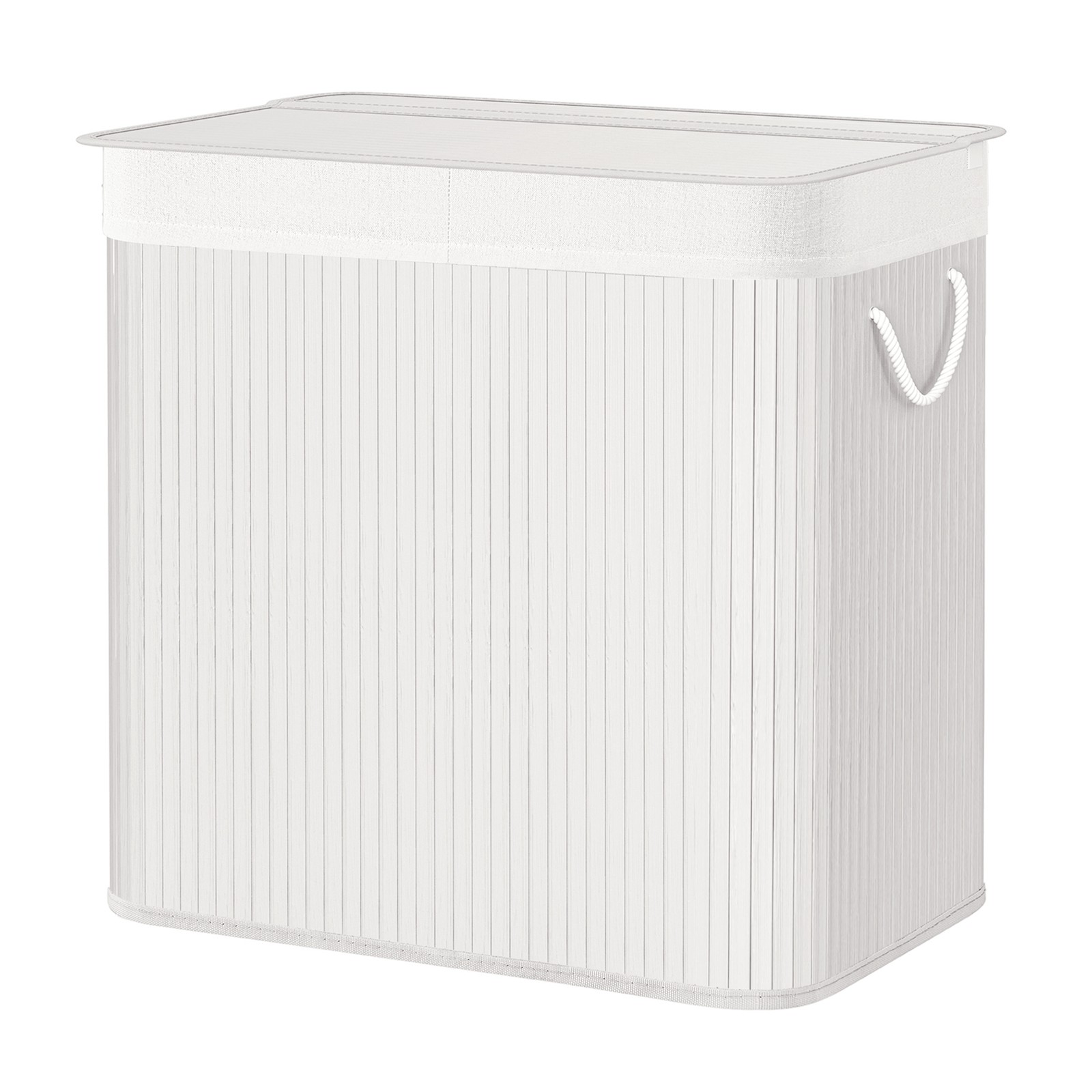 3-Section Laundry Basket, 150 L, Bamboo Laundry Hamper with Lid