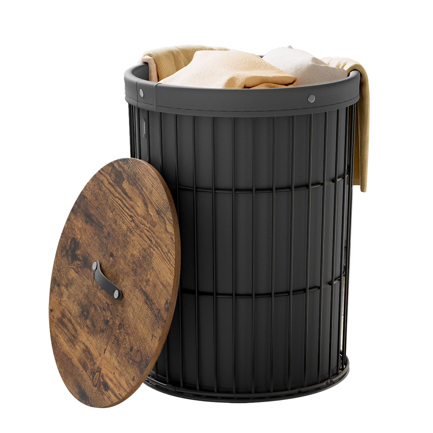 Laundry Basket with Lid, Round Laundry Hamper, 95 L Laundry Basket with Lid, Round Laundry Hamper, 95 L