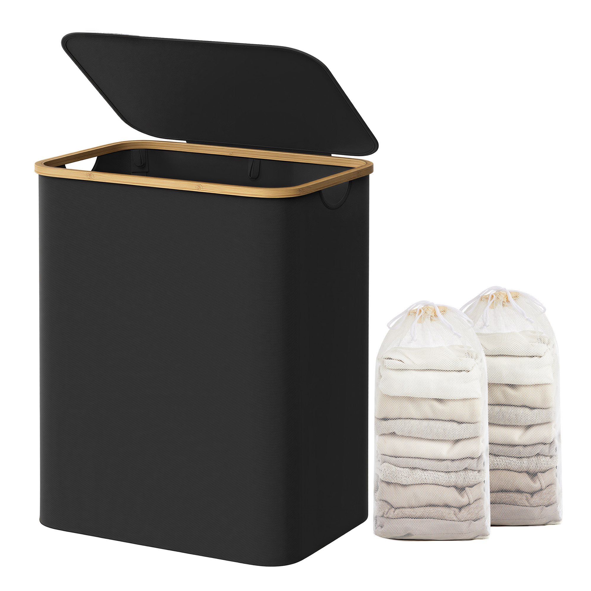 Laundry Basket with Lid, 2-Section Large Laundry Hamper, 130 L