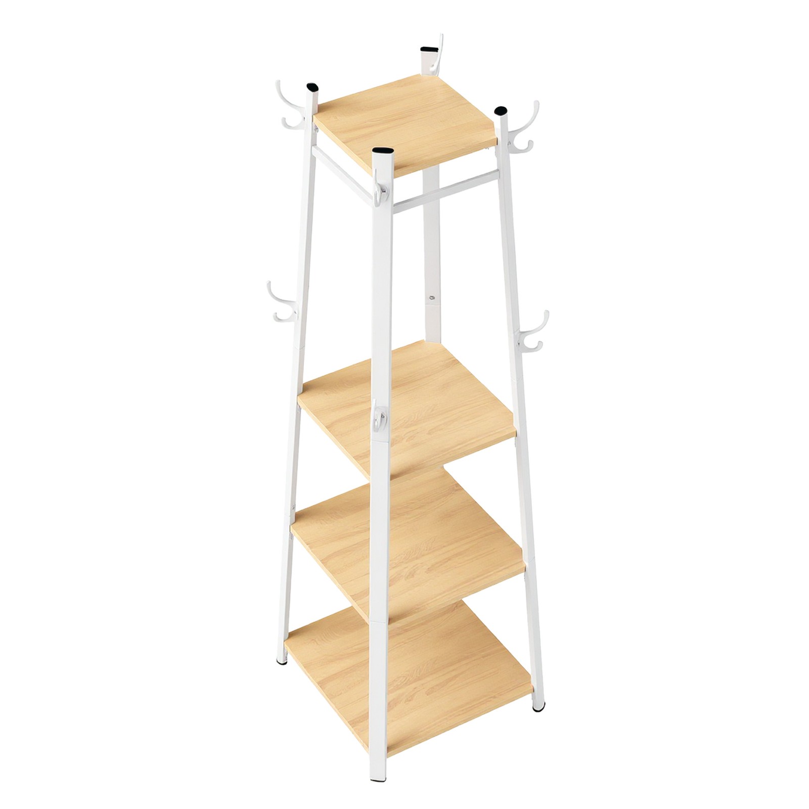 Free-Standing Hat and Coat Rack with Shelves, Natural