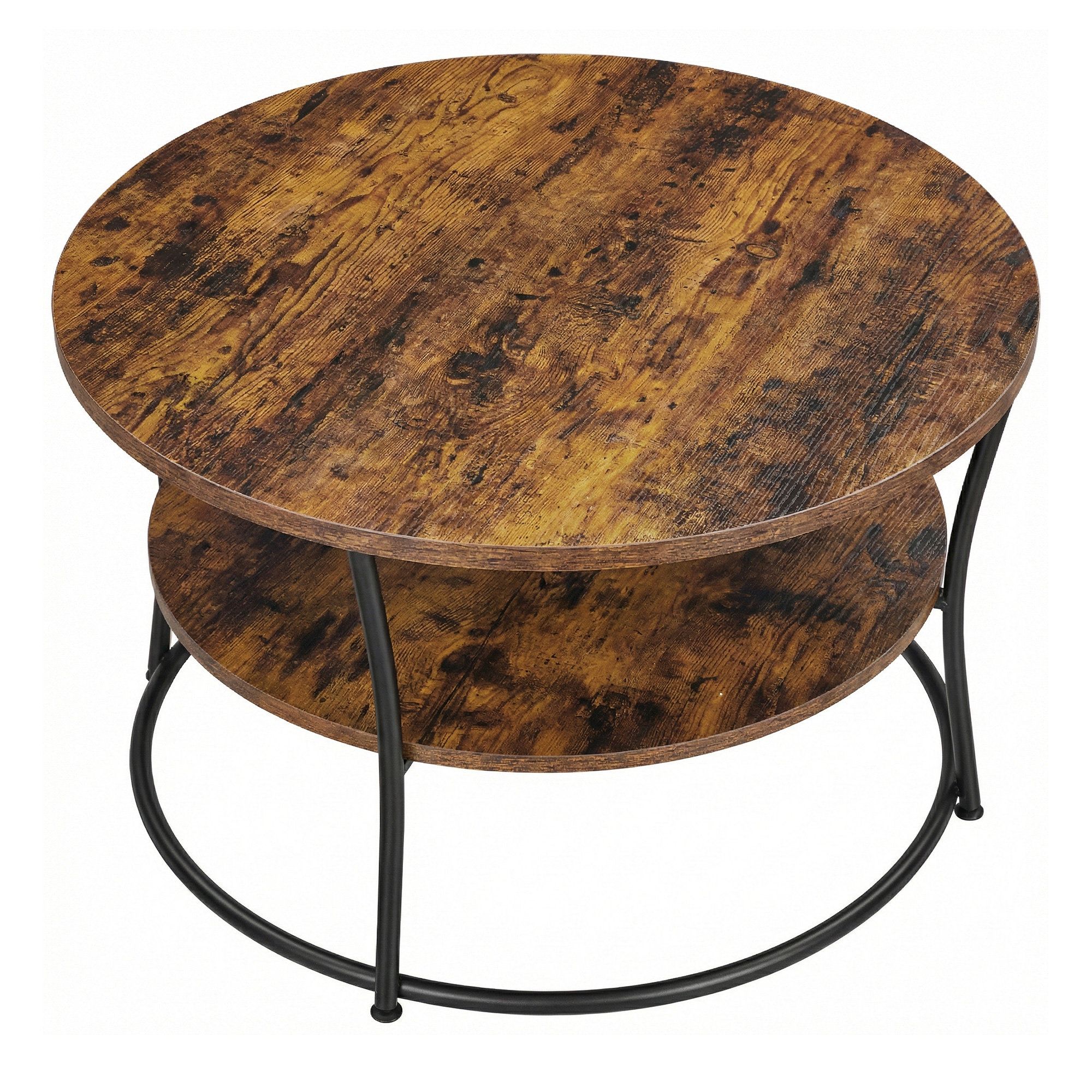 Coffee Table, Round Cocktail Table With Shelf, Tea Table