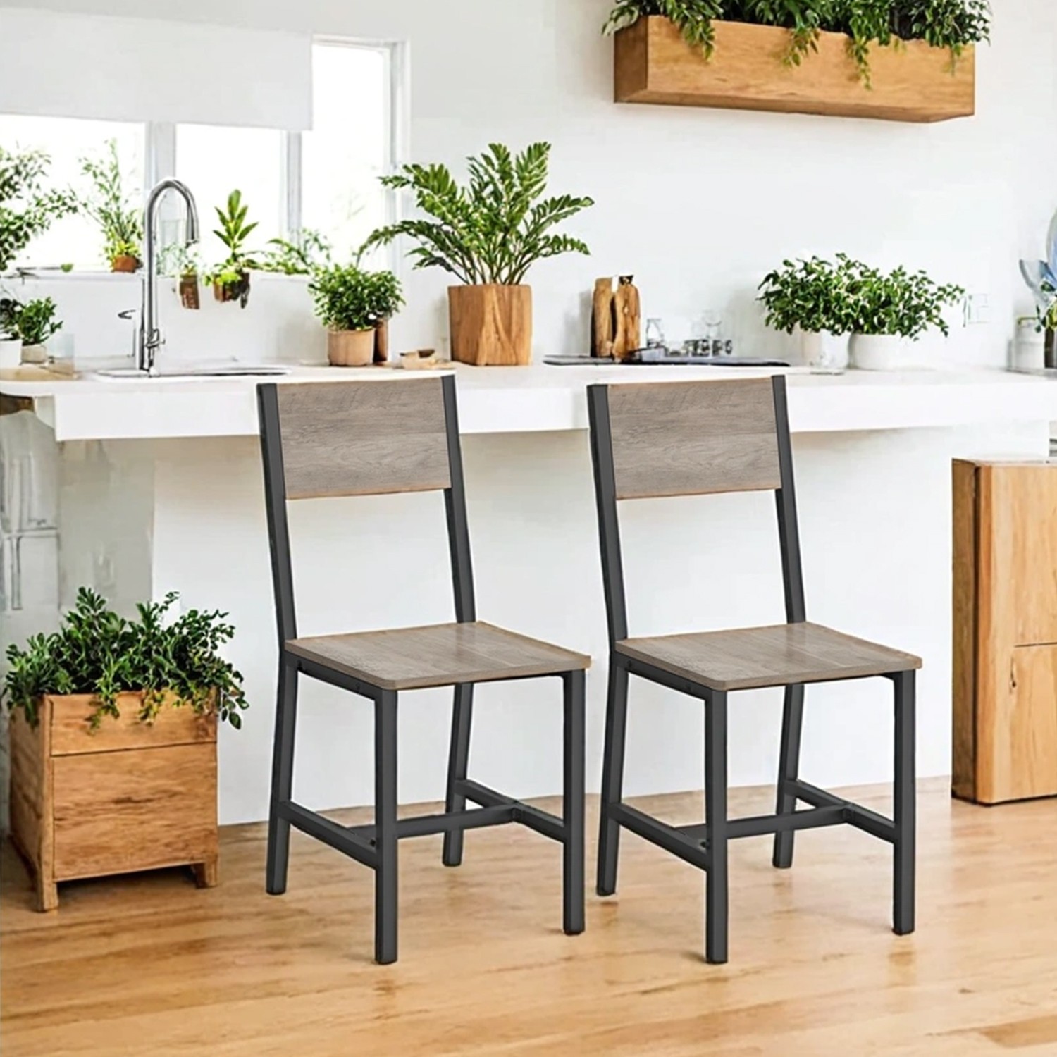 Set of 2 Dining Chairs for Dining Room, Kitchen, Heather Greige and Frosted Gray