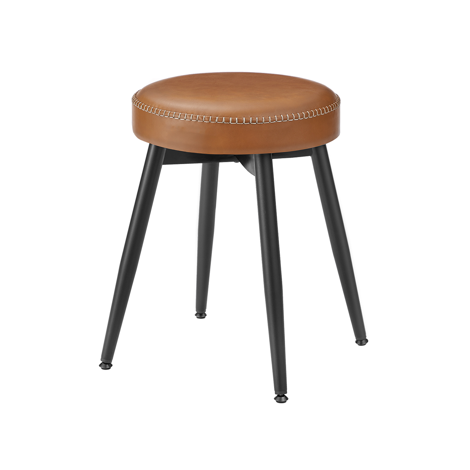 Set of 2 Kitchen Stools, Mid-Century Modern Dining Room Stools with Padded Seat, Brown
