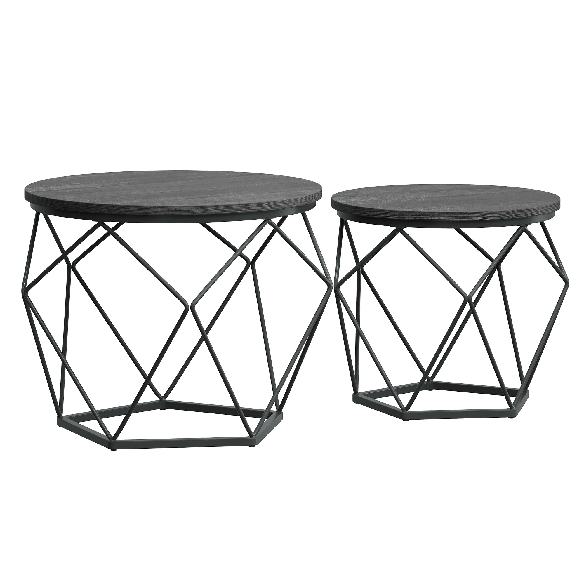 VASAGLE Round Coffee Tables, Set of 2 Side Tables, Modern Style