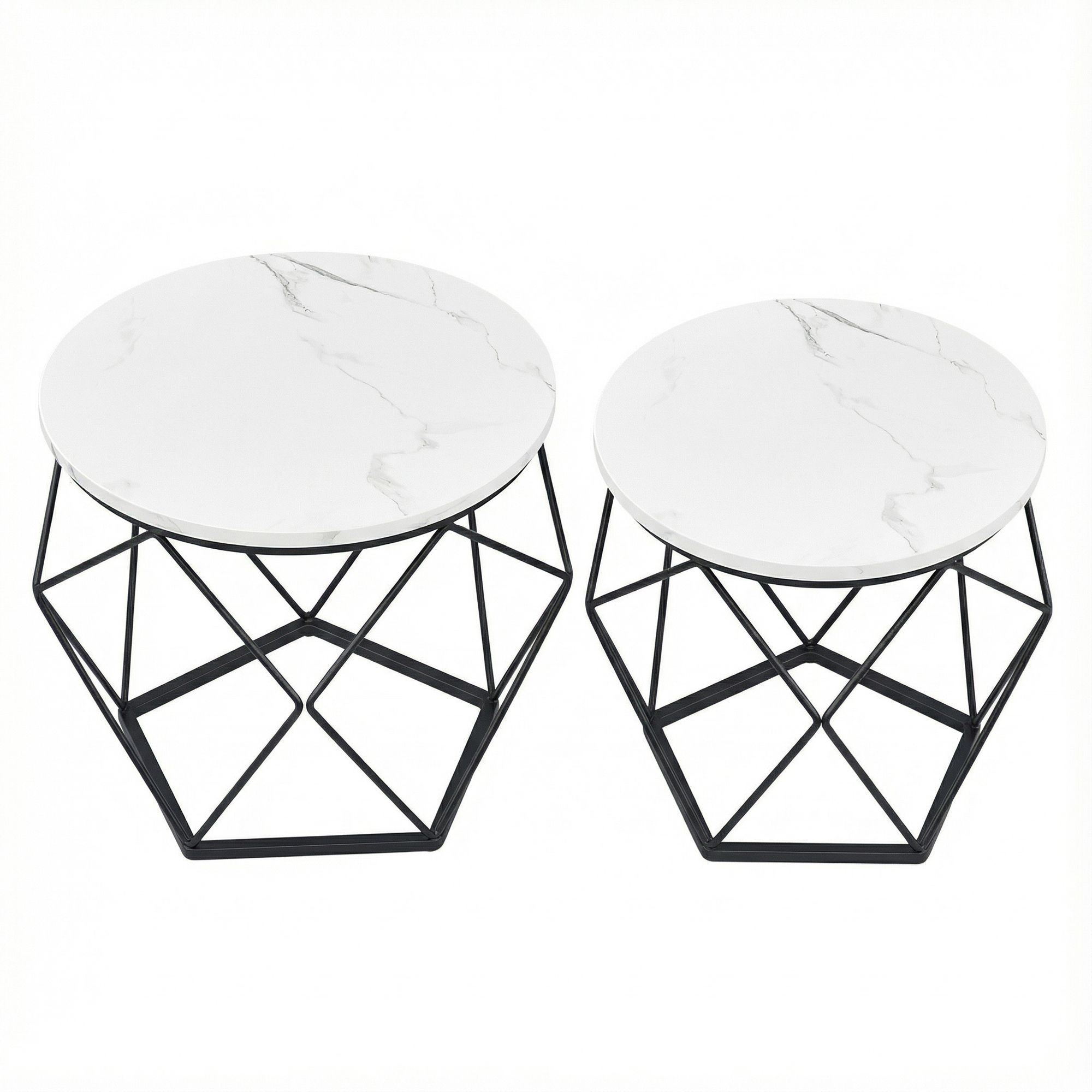 VASAGLE Round Coffee Tables, Set of 2 Side Tables, Modern Style
