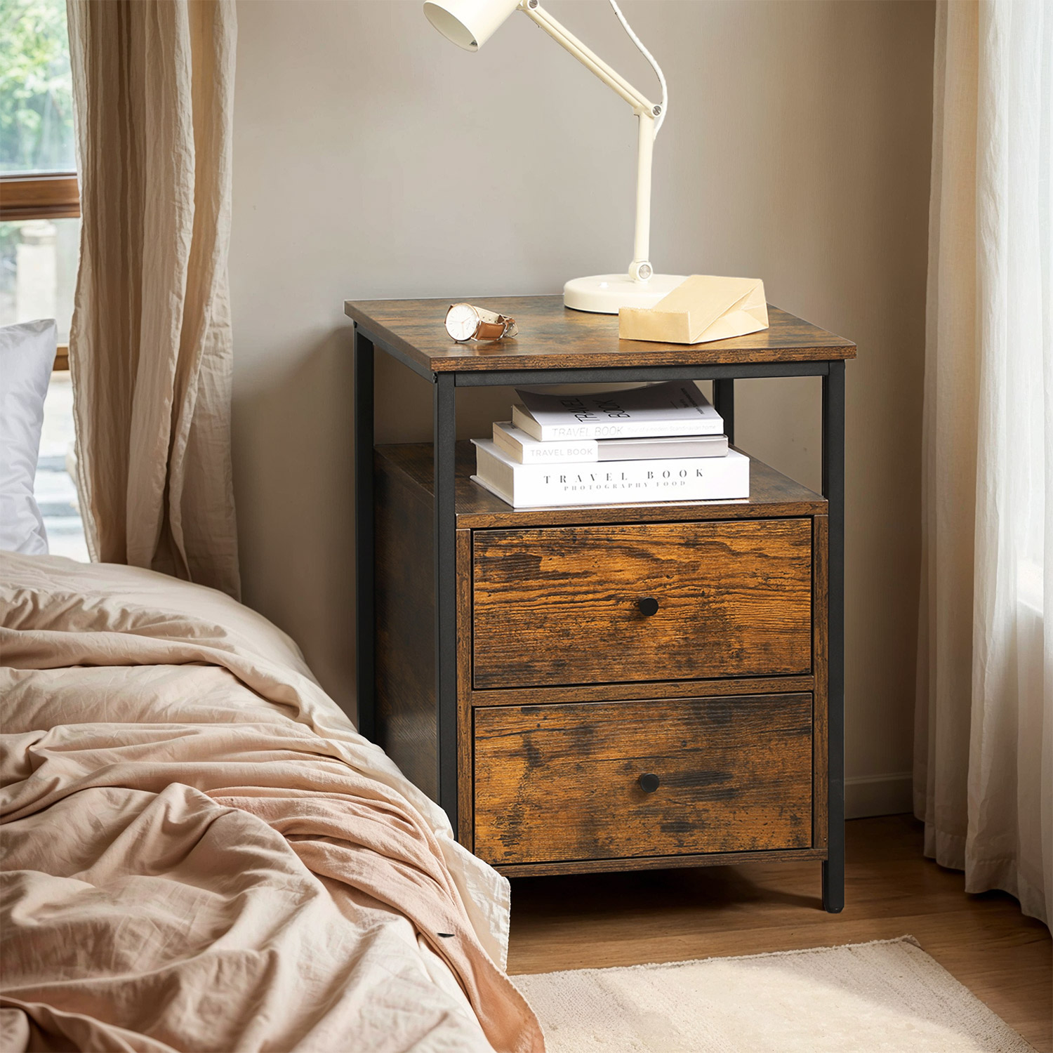 Bedside Table, Side Table, 45 x 45 x 60 cm