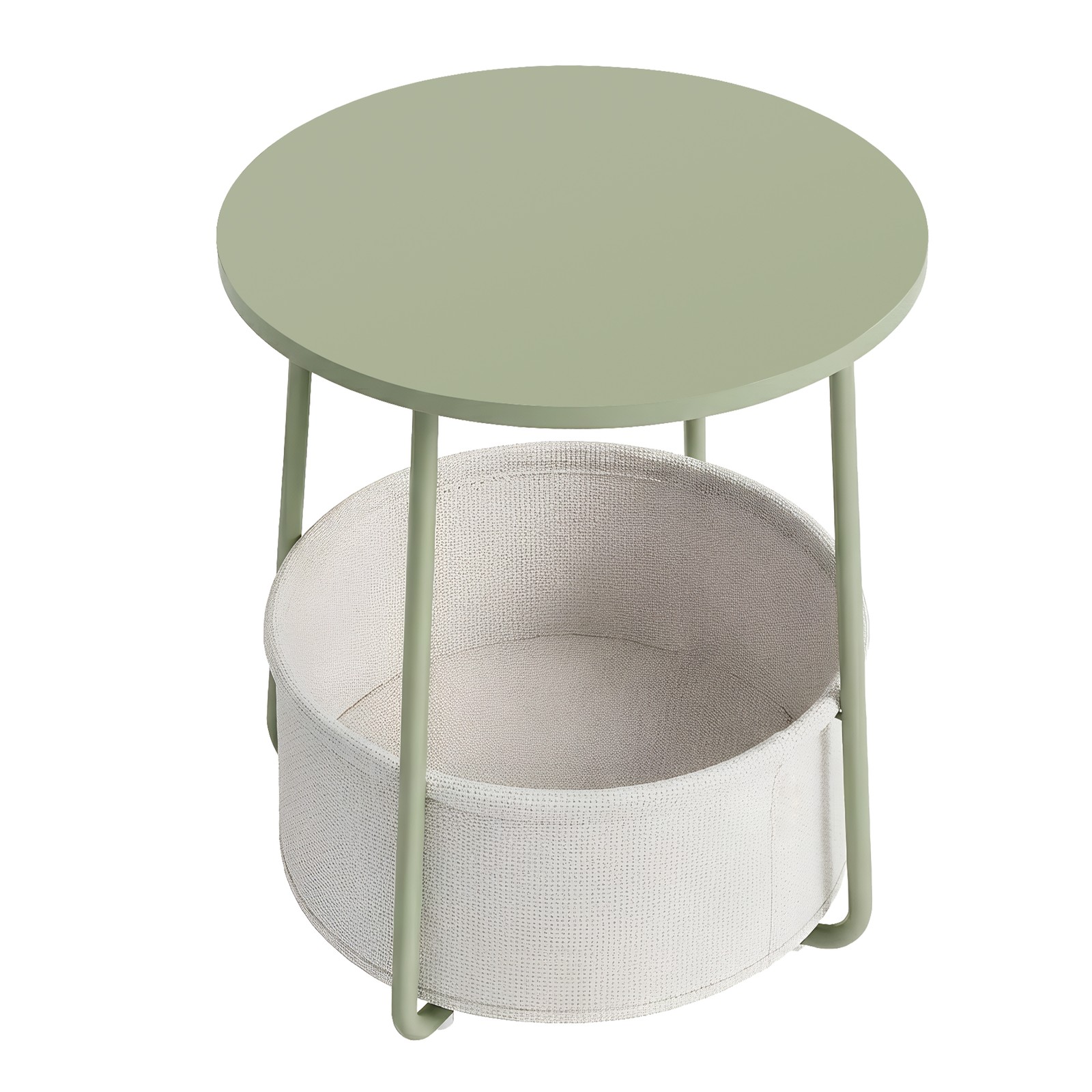 Side Table, Round End Table with Fabric Basket, for Living Room Bedroom Side Table, Round End Table with Fabric Basket, for Living Room Bedroom