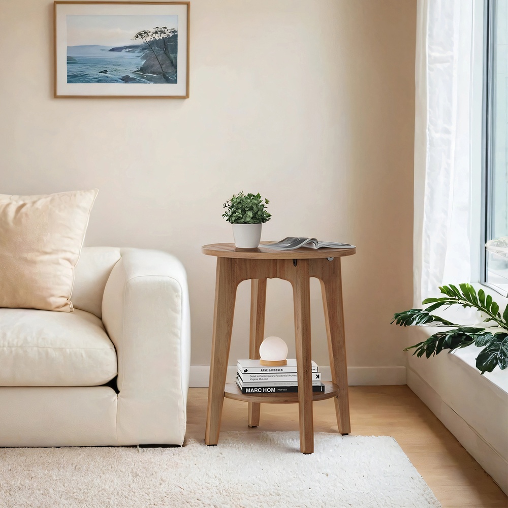 End Table with Bottom Shelf, Modern End Table with Bottom Shelf, Modern