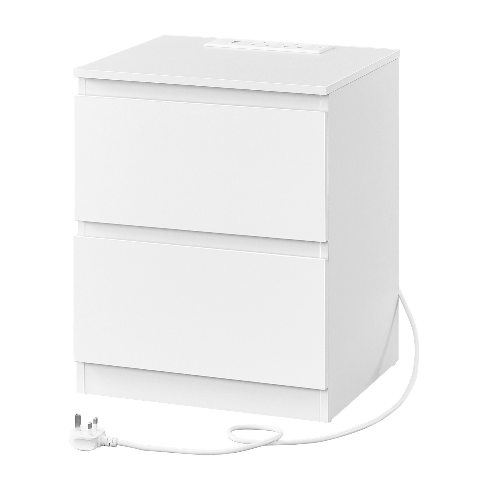 Nightstand with Charging Station, Bedside Table with Drawers