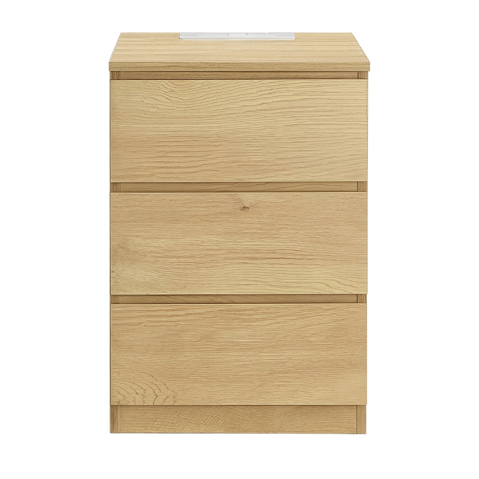 Nightstand with Charging Station, Bedside Table, Side End Table with 3 Drawers