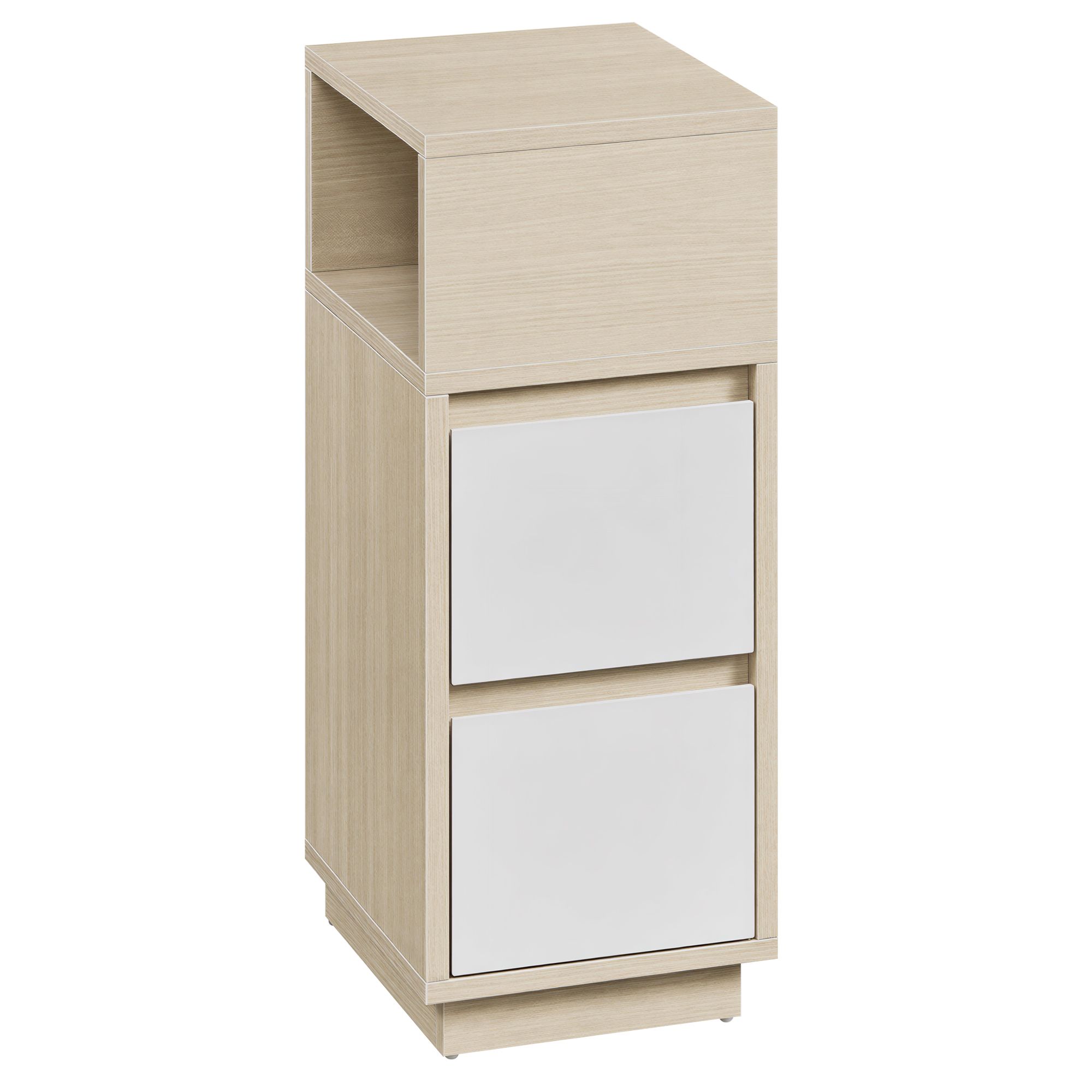 Narrow Side Table with 2 Drawers, Nightstand for Bedroom, Flexible Storage Assembly, Living Room, Beige